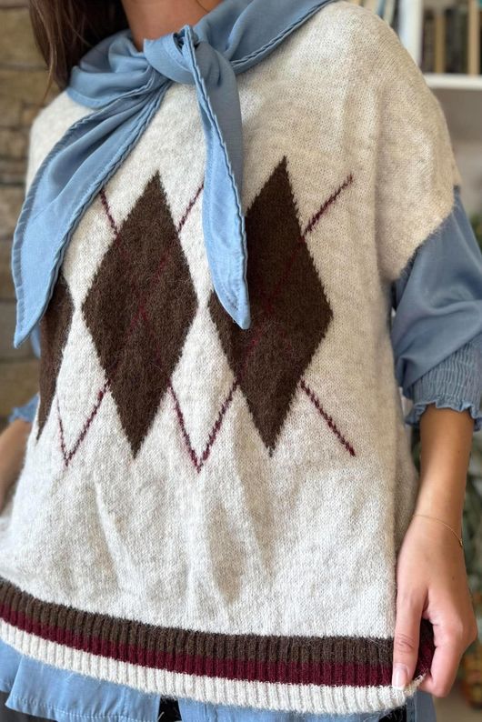 Zeta Otto Argyle Tank Oatmeal